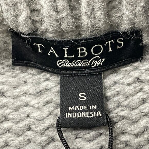 Talbots Women’s Gray Double-Breasted Knit Sweater Jacket Mock Neck Sz S - New - Picture 6 of 9